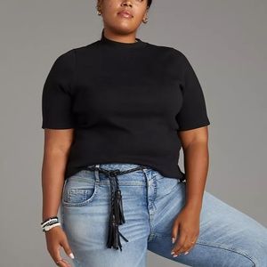 Anthropologie Black Maeve Mock Neck Top - 1X
